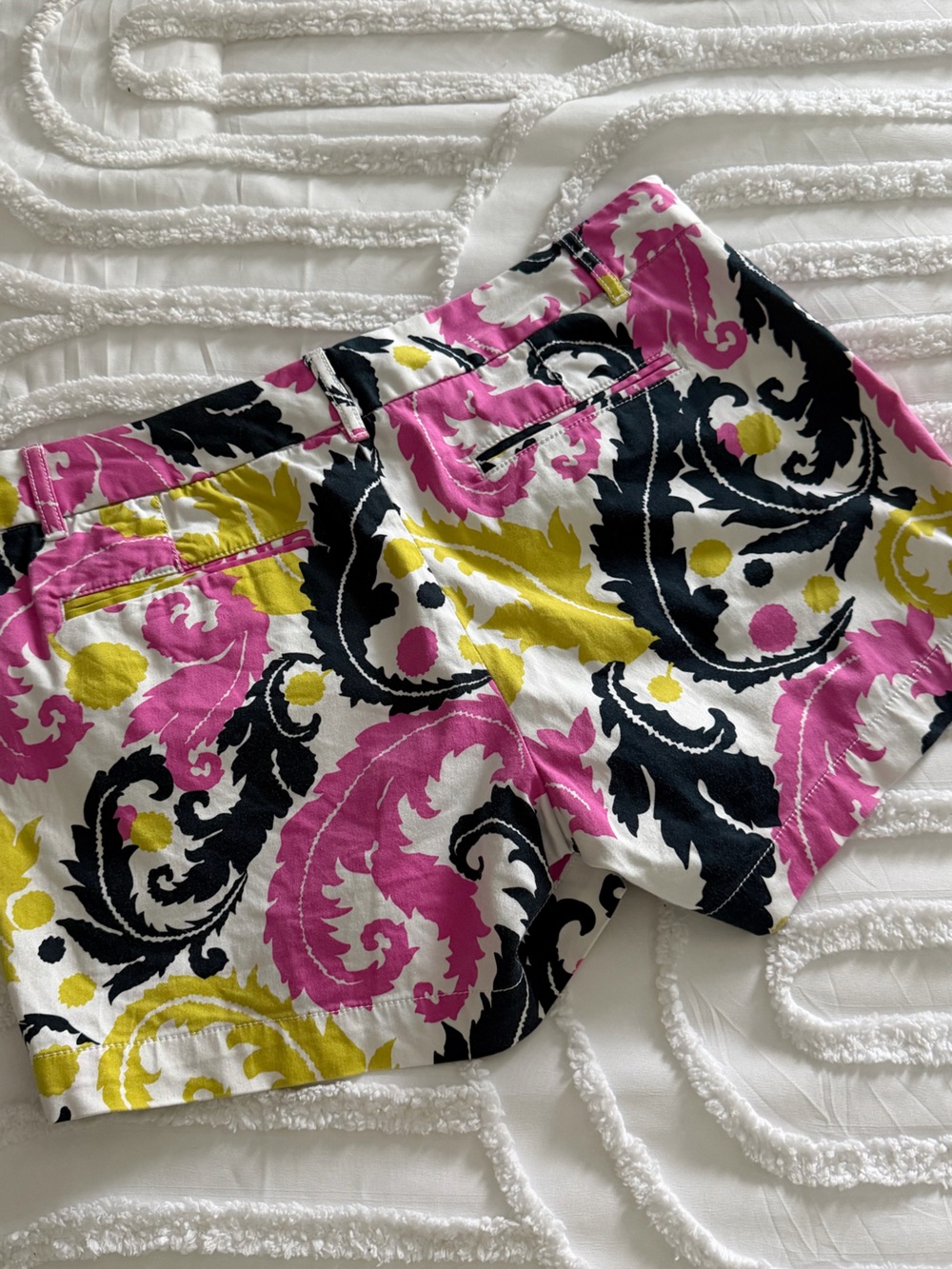 Banana Republic Pink Black Yellow Scroll-Print Bermuda Shorts - Picture 6 of 11